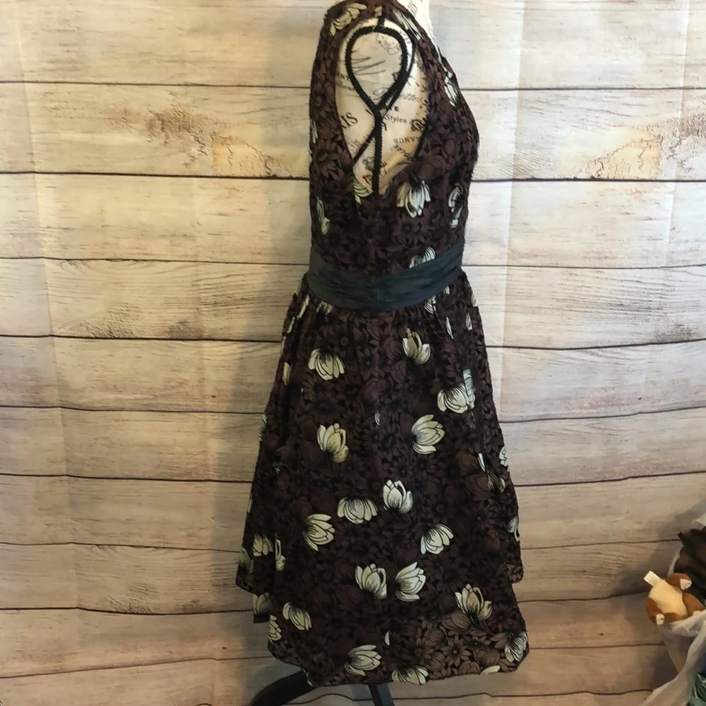Frock! By Tracy Reese Silk Tea Dress Floral Crinoline Petticoat Chrysanthemum